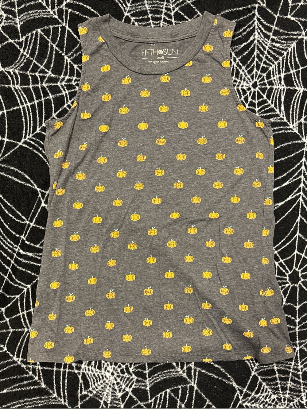 Fifth Sun Gray Tank with Yellow Pumpkin Print